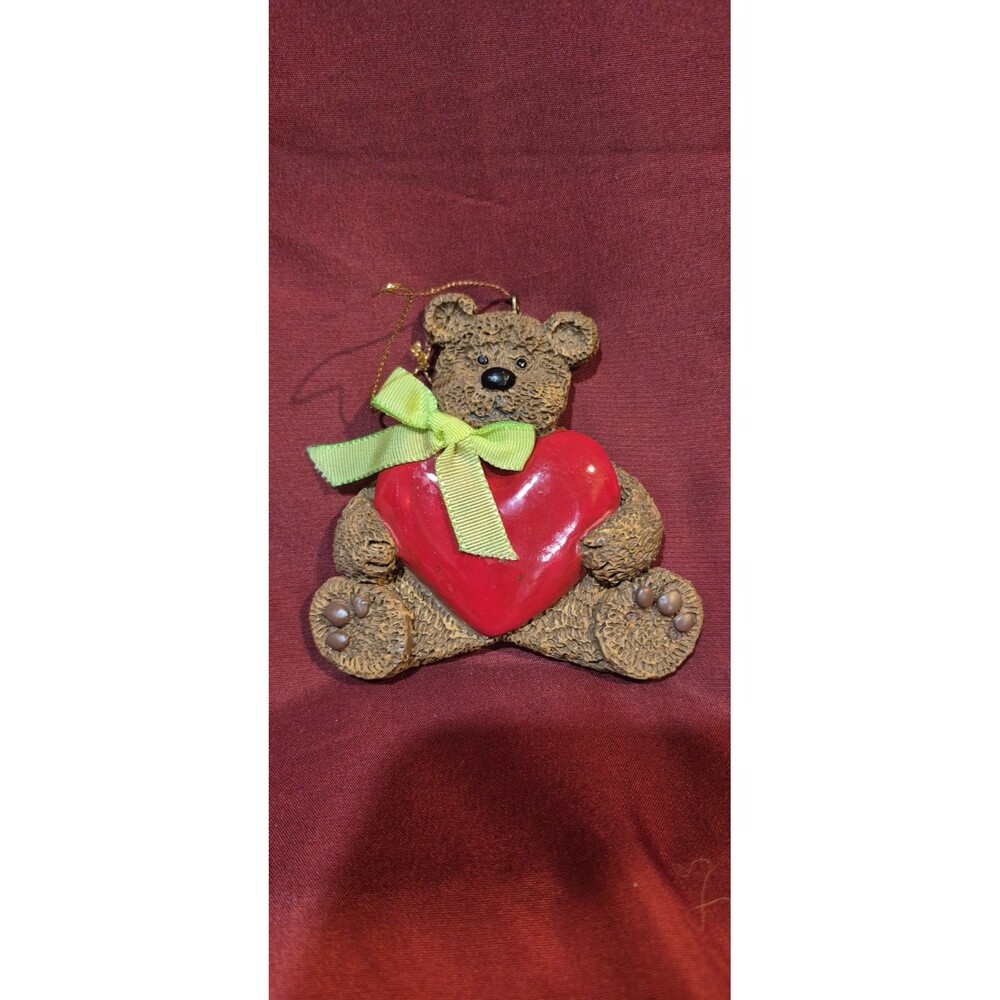 Adorable Christmas Ornament Teddy Bear With Big Red Heart Love Holiday Home Deco